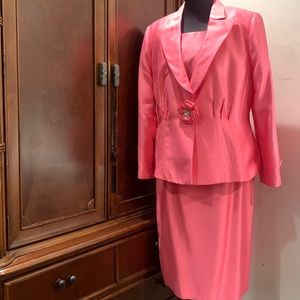 Lovely Promise Collection 3 Pc Coral Skirt Suit - Size 16